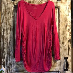 V-Neck Stretch Maternity Top With Side Ruching